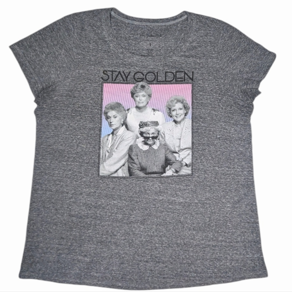GOLDEN GIRLS 'Stay Golden' Heather Grey Graphic Tee Sz 1x